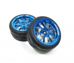 Miscellaneous All Blue Outer Ring Wheel & Arrow Pattern Tire Set 7Y-Spoke For 1/10 by Boom Racing
