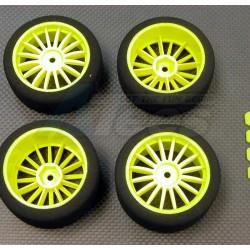 Miscellaneous All Nylon Front&rear Rims (16 Posts) Mounted Foam Tires - 2Pairs Set Yellow by GPM Racing