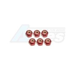Miscellaneous All 2mm Aluminum Lock Nuts (6 Pcs) - Red by 3Racing