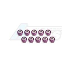 Miscellaneous All 3mm Aluminum Lock Nuts (10 Pcs) - Purple by 3Racing