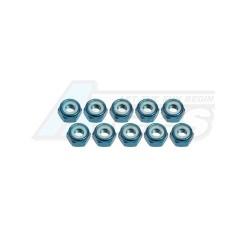 Miscellaneous All 4mm Aluminum Lock Nuts (10 Pcs) - Light Blue by 3Racing