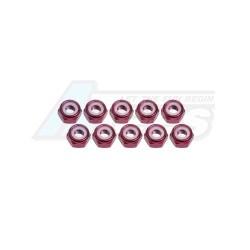 Miscellaneous All 4mm Aluminum Lock Nuts (10 Pcs) - Red by 3Racing