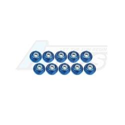 Miscellaneous All 2mm Aluminum Flanged Lock Nuts (10 Pcs) - Blue by 3Racing