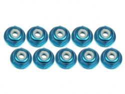 Miscellaneous All 2mm Aluminum Flanged Lock Nuts (10 Pcs) - Light Blue by 3Racing