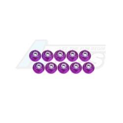 Miscellaneous All 2mm Aluminum Flanged Lock Nuts (10 Pcs) - Purple by 3Racing