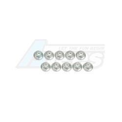 Miscellaneous All 2mm Aluminum Flanged Lock Nuts (10 Pcs) - Silver by 3Racing