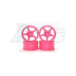 Kyosho Mini Inferno Plastic 5 Spoke Wheel For Mini Inferno - Fluorescent Pink by 3Racing
