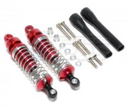 Miscellaneous All Aluminum Ball Top Damper (80mm) With 1.2mm Coil Spring & Aluminum Collars & Washers & Screws & Dust-proof Black Plastic Cover - 1pr Set Red by GPM Racing