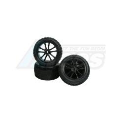 Miscellaneous All 5 Spoke Tyre And Rim Set For DF-03 - Black (4pcs) by 3Racing