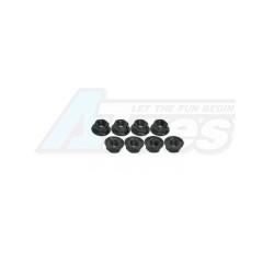 Miscellaneous All 4mm Aluminum Serrated Nut (8Pcs) - Black by 3Racing