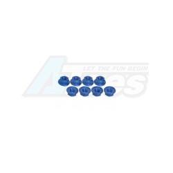 Miscellaneous All 4mm Aluminum Serrated Nut (8Pcs) - Blue by 3Racing
