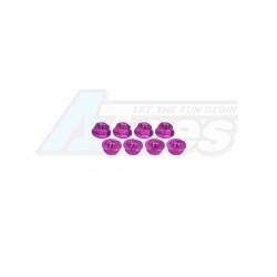 Miscellaneous All 4mm Aluminum Serrated Nut (8Pcs) - Pink by 3Racing