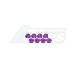 Miscellaneous All 4mm Aluminum Serrated Nut (8pcs) - Purple by 3Racing