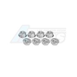 Miscellaneous All 4mm Aluminum Serrated Nut (8pcs) - Silver by 3Racing
