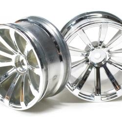 Miscellaneous All 10-Spoke Wheel Set (2Pcs) Chrome/silver For 1/10 RC Car 26mm by Boom Racing