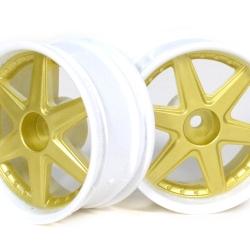 Miscellaneous All 6-spoke White Outer Ring Wheel Set (2pcs) For 1/10 RC Car (9mm Offset) Gold by Boom Racing