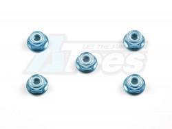 Miscellaneous All Anodized Flange Lock Nuts - 4MM 5 Pcs Blue by Tamiya