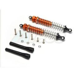 GPM Racing Miscellaneous All Plastic Ball Top Damper (110mm) With 1.2mm Coil Spring & Dust-proof Black Plastic Cover & Washers & Screws - 1pr Set Orange