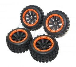 HPI Baja 5B RTR/5B SS/5T Madmax Big Digger Knobby Tire With Quality 5B New 8-spoke Black Rims & Orange Beadlocks by MadMax