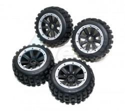 HPI Baja 5B RTR/5B SS/5T Madmax Big Digger Knobby Tire With Quality 5B New 8-spoke Black Rims & Silver Beadlocks by MadMax