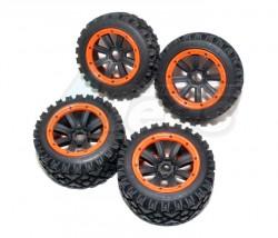 HPI Baja 5B RTR/5B SS/5T Madmax Over Lander Tire With Quality 5B New 8-spoke Black Rims And Orange Beadlocks by MadMax