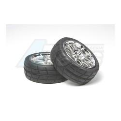 Tamiya TT-01 Rc 10spoke Metal Plated Wheels - W/cemented Radial Tires by Tamiya