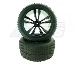 Himoto Katana Black Truggy Tires And Rims (31613B+31503) 2P by Himoto