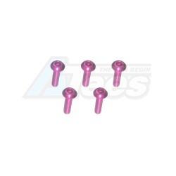 3Racing Sakura D3 CS Sport M3 x 10 AL7075 Button Head Hex Socket - Machine (5 Pcs) Pink by 3Racing