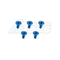 3Racing Sakura D3 CS Sport M3 x 6 AL7075 Flat Head Hex Socket - Machine (5 Pcs) Light Blue by 3Racing