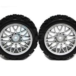 Miscellaneous All 1/10 Touring Wheel /tire Set  High Quality Wheel (3mm Offset) + Rally Rubber Tire (2pcs) Silver by Correct Model