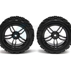 Miscellaneous All 1/10 Touring Wheel /tire Set  High Quality Twin-Spoke Wheel (3mm Offset) + Rally Rubber Tire (2pcs) Black by Correct Model