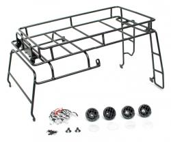 RC4WD D90/D110 1/10 Scale Crawler Roof Rack Luggage Tray Set (Circular Lamp) by Boom Racing