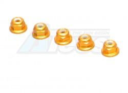 Miscellaneous All 3MM Alum. Flanged Locknut Gold (5) by Speedmind
