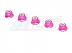 Miscellaneous All 3MM Alum. Flanged Locknut Pink (5) by Speedmind
