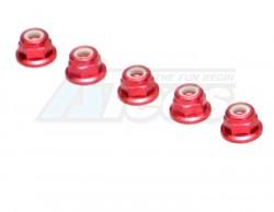 Miscellaneous All 3MM Alum. Flanged Locknut Red (5) by Speedmind