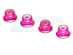 Miscellaneous All 4MM Alum. Flanged Locknut Pink (4) by Speedmind