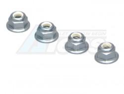 Miscellaneous All 4MM Alum. Flanged Locknut M-Grey (4) by Speedmind