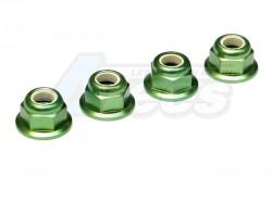 Miscellaneous All Machined 5MM Alum. Flanged Locknut Green (4) by Speedmind