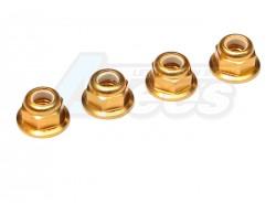 Miscellaneous All Machined 5MM Alum. Flanged Locknut Gold (4) by Speedmind