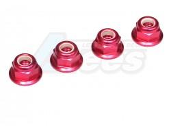 Miscellaneous All Machined 5MM Alum. Flanged Locknut Pink (4) by Speedmind
