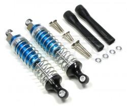 Miscellaneous All Plastic Ball Top Damper (90 mm) With 1.2mm Coil Spring & Dust-Proof Black Plastic Cover & Washers & Screws 1 Pair Set Blue (Silver Spring) by GPM Racing