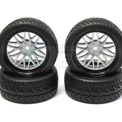 Miscellaneous All 1/10 Touring Wheel /tire Set  High Quality Wheel (9mm Offset) + Devil Rubber Tire (4pcs) White by Correct Model