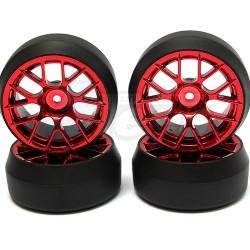 Miscellaneous All 1/10 Touring Wheel /tire Set  High Quality 7-y-spoke Wheel (3mm Offset) + 0° Drift Tire (4pcs) Red by Correct Model