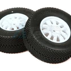 Miscellaneous All 1/10 SC Tire Premounted White Rim Med (2) by Dragon RC